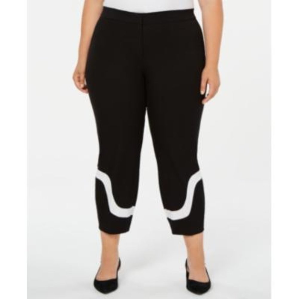 Alfani Graphic Oasis Deep Black Skinny Leg Capri Women’s Plus Pants 14W NWT
